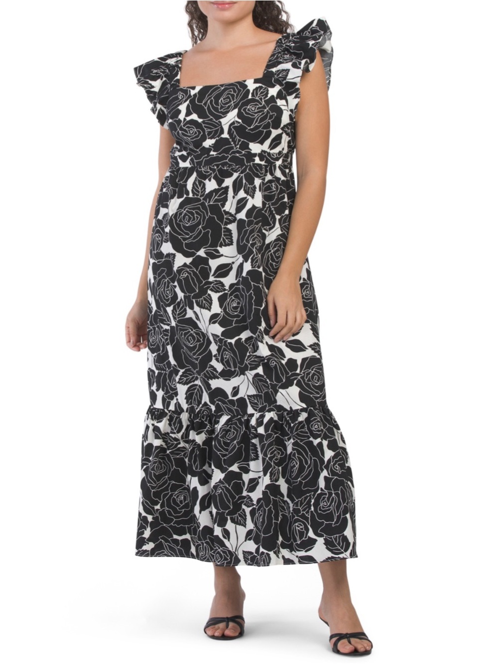 London Times Black and White Floral Maxi Dress